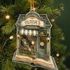 Close-up of Bookstore Bookshop Ornament Set of 3, Custom Name Book Lover Christmas Tree Gift for Readers for streetwear fans in Austin, Texas