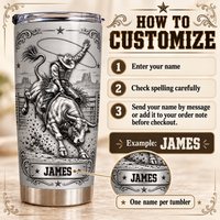 Bull Rider Tumbler - personalization instructions