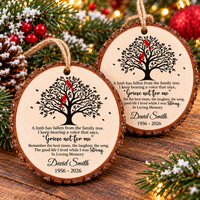 Personalized Cardinal Family Tree Memorial Wood Ornament Remembrance Gift - table display