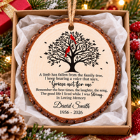 Personalized Cardinal Family Tree Memorial Wood Ornament Remembrance Gift - gift presentation