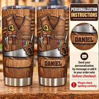 Before and after image of the custom name tumbler demonstrating personalization options for woodworkers.