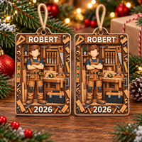 Personalized Carpenter Workshop Wood Ornament Custom Name Year Christmas Gift - product view 3