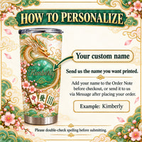 Infographic explaining how to personalize the stainless steel travel cup with a custom name.