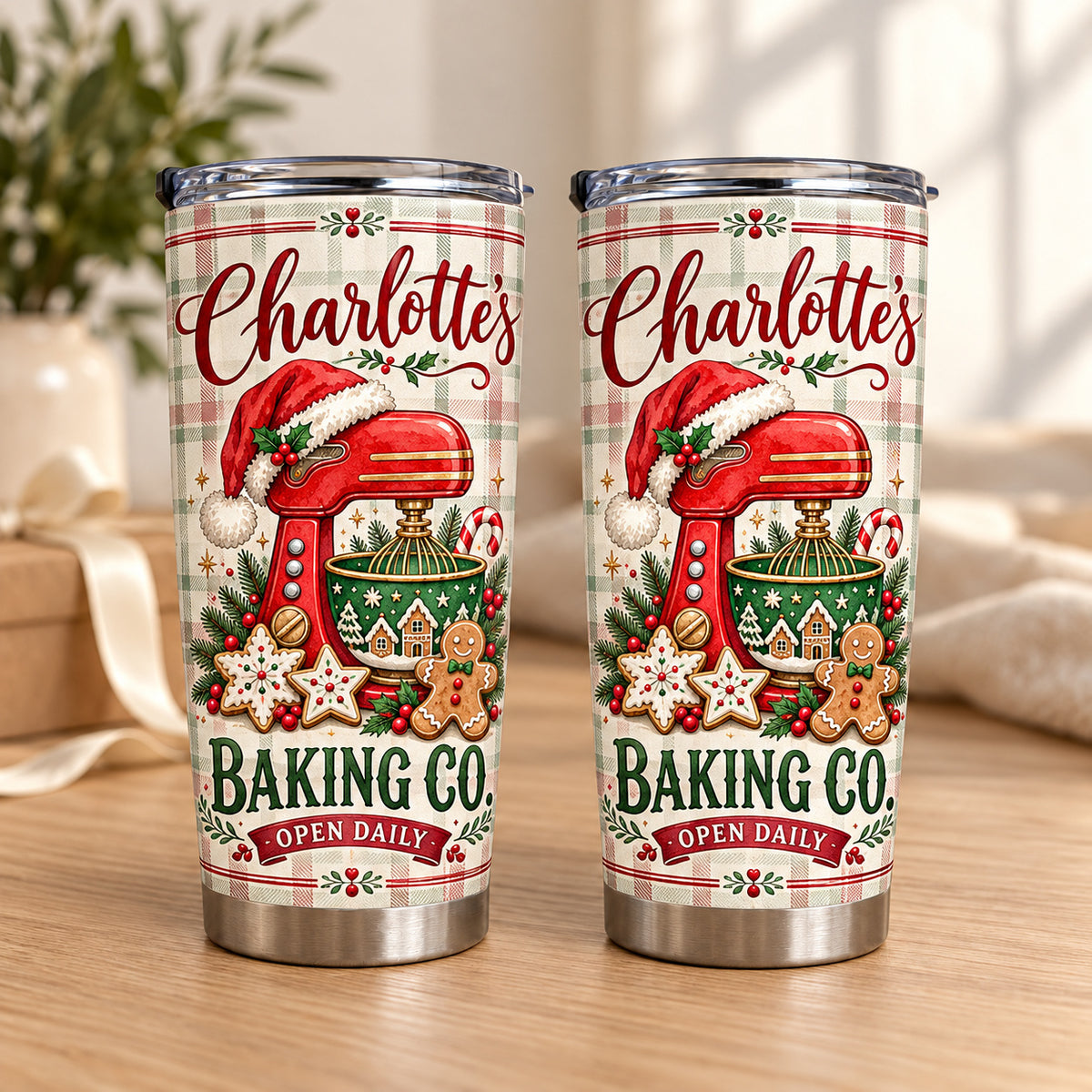 Personalized Christmas Baking Tumbler Custom Name Baker Gift - main design