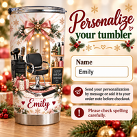 Christmas Hair Salon Tumbler - personalization instructions