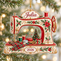 Christmas Sewing Machine Ornament - design view