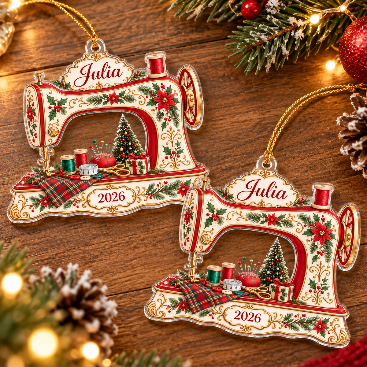 Christmas Sewing Machine Ornament - product view 3