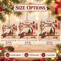 Christmas Sewing Machine Ornament - size options