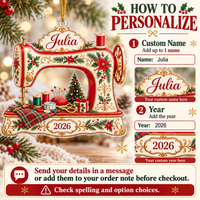 Christmas Sewing Machine Ornament - personalization instructions