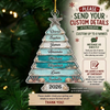 Coastal Beach Christmas Tree Ornament Personalized Family Starfish Seashell Keepsake Holiday Decor G on a hanger, ready to ship from Austin, Texas