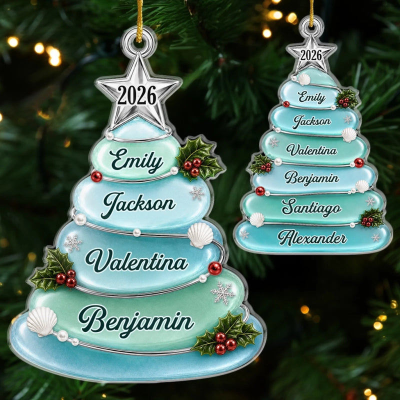 Coastal Christmas Tree Ornament, Personalized Beach Theme Holiday Decor, Custom Name Ornament Set Gi available at our Austin, Texas warehouse