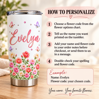 Custom Flower Name Tumbler - personalization instructions