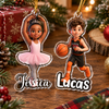 Custom Name Cartoon Sports Ornament Personalized Basketball Ballet Acrylic Christmas Gift for Kids on a hanger, ready to ship from Austin, Texas