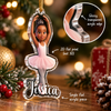 Customer in Austin, Texas wearing Custom Name Cartoon Sports Ornament Personalized Basketball Ballet Acrylic Christmas Gift for Kids