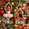 Close-up of Custom Name Cartoon Sports Ornament Personalized Basketball Ballet Acrylic Christmas Gift for Kids for streetwear fans in Austin, Texas