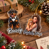 Customer in Austin, Texas wearing Custom Pet Portrait Acrylic Ornament Personalized Dog Cat Memorial Gift Christmas Tree Decor