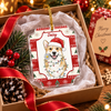 Customer in Austin, Texas wearing Custom Pet Portrait Christmas Ornament Personalized Watercolor Dog Cat Holiday Gift