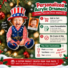 Close-up of Custom Photo Baby Ornament Uncle Sam Christmas Keepsake Personalized Acrylic Holiday Gift for streetwear fans in Austin, Texas