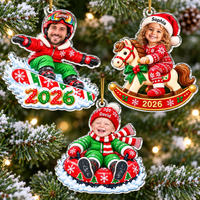 Custom Photo Christmas Ornament Personalized Face Name Winter Keepsake - main design