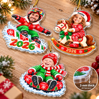 Custom Photo Christmas Ornament Personalized Face Name Winter Keepsake - material and flat print detail