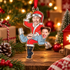 Customer in Austin, Texas wearing Custom Photo Face Couple Spanking Ornament Personalized Funny Christmas Gift for Couples