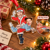 Close-up of Custom Photo Face Couple Spanking Ornament Personalized Funny Christmas Gift for Couples for streetwear fans in Austin, Texas