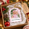 Close-up of Custom Photo Milestone Ornament Personalized Christmas Keepsake with Name and Date for Family for streetwear fans in Austin, Texas