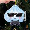 Close-up of Cute Dumpling Character Christmas Ornament, Personalized Custom Name Kawaii Food Lover Gift, Festive for streetwear fans in Austin, Texas