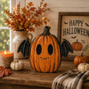 Cute Halloween Pumpkin Figurine Set for Rustic Fall Mantel and Shelf Decor