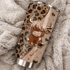 Customer in Austin, Texas wearing Cute Highland Cow Leopard Print Tumbler, Personalized 3D Effect Farmhouse Travel Cup Gift for Women