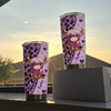 Customer in Austin, Texas wearing Cute Highland Cow Leopard Print Tumbler Personalized Boho Cowgirl Gift for Women