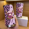 Cute Highland Cow Leopard Print Tumbler Personalized Boho Cowgirl Gift for Women available at our Austin, Texas warehouse