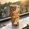 Customer in Austin, Texas wearing Cute Highland Cow Leopard Print Tumbler Personalized Stainless Steel Cup for Animal Lovers Country W