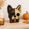 Cute Jack O Lantern Cat Wooden Cutout Sign Whimsical Retro Halloween Tabletop Decor