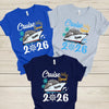 Bojjico Custom Cruise Squad 2026 Family Matching T-Shirts Vacation Group Cotton Tees Tropical Nautical Aesthetic Red Pink Navy White Personalized Holiday Apparel Ship Wheel Ocean Getaway Souvenir Shirts For Men Women Kids
