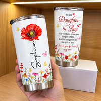 Personalized Daughter in Law Birth Flower Tumbler Custom Name Gift - product view 3