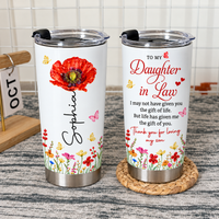 Personalized Daughter in Law Birth Flower Tumbler Custom Name Gift - product view 5