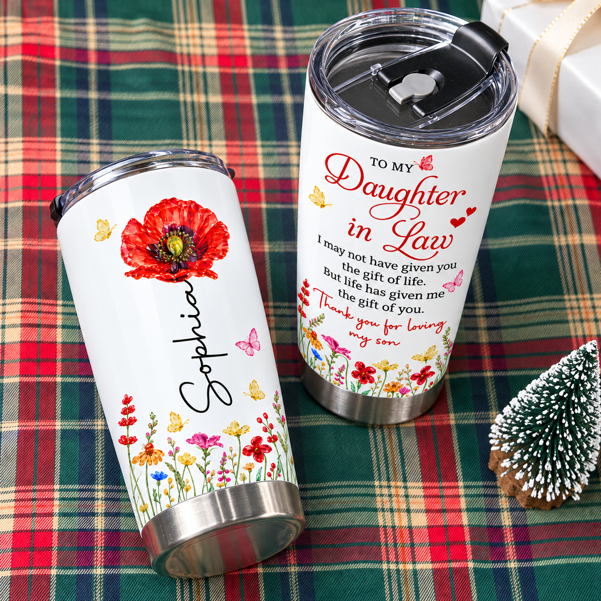 Personalized Daughter in Law Birth Flower Tumbler Custom Name Gift - product view 7