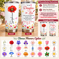 Personalized Daughter in Law Birth Flower Tumbler Custom Name Gift - personalization guide