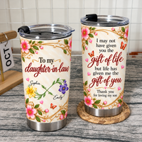 Personalized Daughter in Law Crossed Birth Flowers Tumbler Custom Names Gift - product view 4