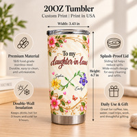 Personalized Daughter in Law Crossed Birth Flowers Tumbler Custom Names Gift - product view 7