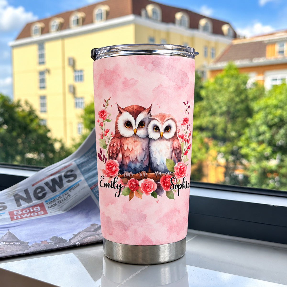 Personalized Daughter in Law Owl Tumbler Custom Names Message Gift - product view 5