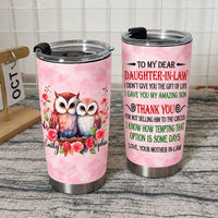 Personalized Daughter in Law Owl Tumbler Custom Names Message Gift - product view 6
