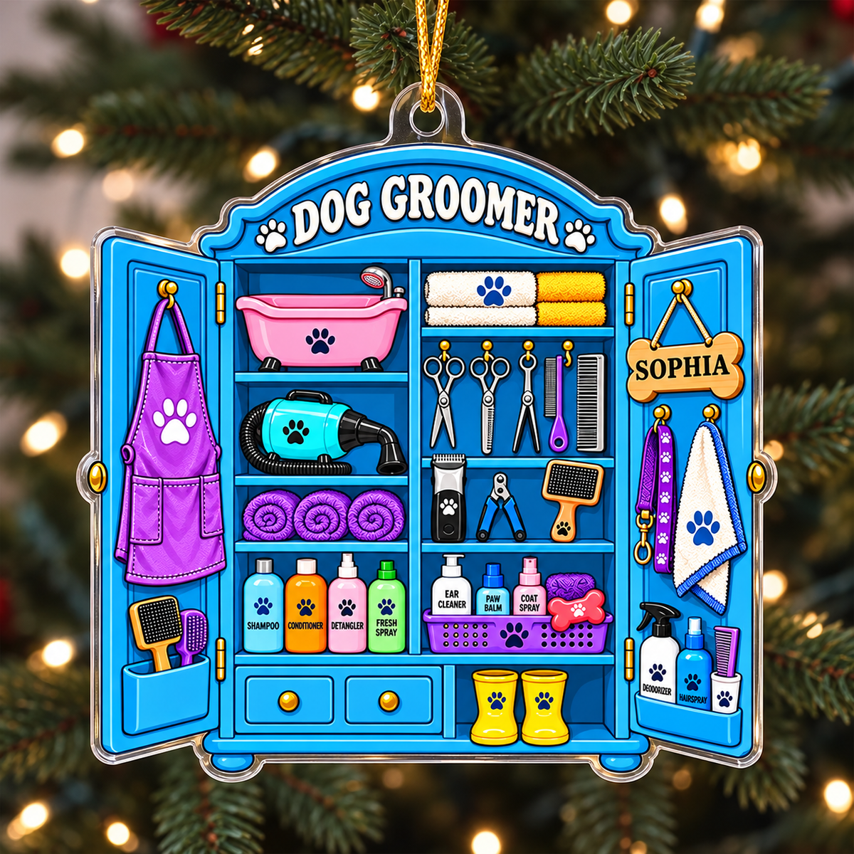 Dog Groomer Ornament - design view