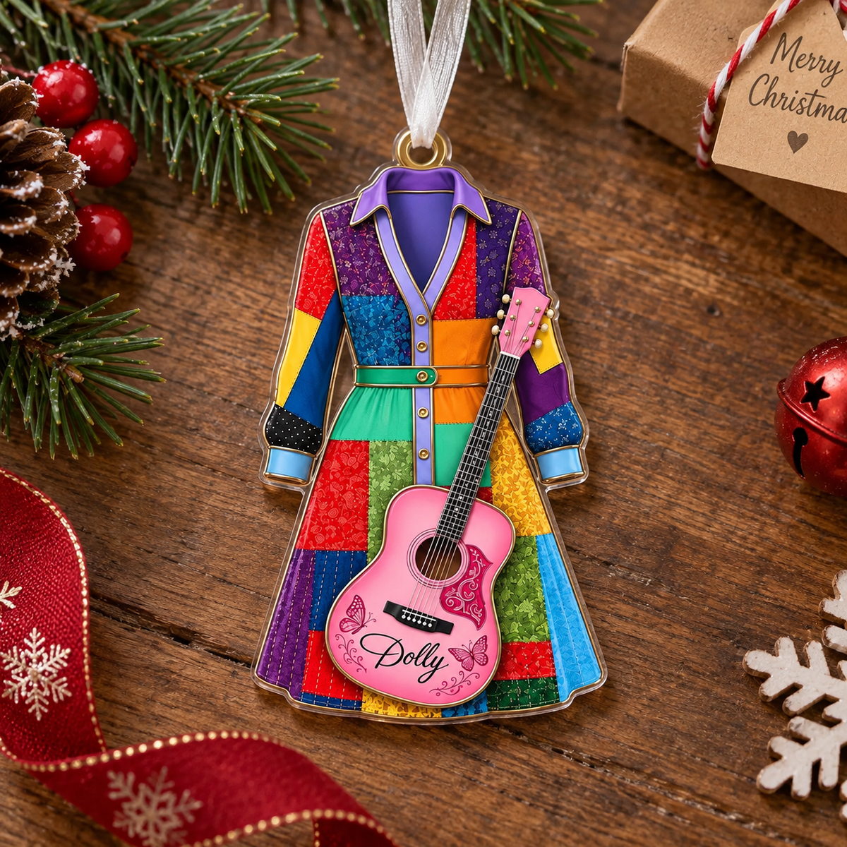 Customer in Austin, Texas wearing Dolly Ornament Dolly Parton Christmas Tree Decoration Country Music Fan Gift
