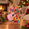 Customer in Austin, Texas wearing Dolly Parton Coat of Many Colors Acrylic Christmas Ornament