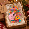 Customer in Austin, Texas wearing Dolly Parton Coat of Many Colors Acrylic Christmas Ornament