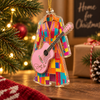 Close-up of Dolly Parton Coat of Many Colors Acrylic Christmas Ornament for streetwear fans in Austin, Texas