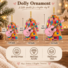 Customer in Austin, Texas wearing Dolly Parton Coat of Many Colors Acrylic Christmas Ornament