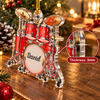 Customer in Austin, Texas wearing Drum Set Christmas Ornament Personalized Custom Name Acrylic Holiday Gift for Musicians